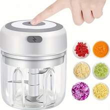 Electric Garlic Masher, Portable Mini Food Chopper, Vegetable Chopper, Small Food Processor, Suitable For Garlic, Fruit Puree, Onion, Herbs, Vegetables, Ginger, Juice Blender, And Kitchen Tomato Dicer And Ginger Grinder - 綠色的 - 查看 9
