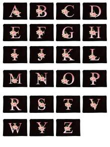热销时尚单品：涤纶字母印花拉链化妆包，渐变花卉图案，A-Z字母收纳袋，情侣和家庭的完美礼物，简约时尚，可爱大容量，便携收纳包，适合旅行、商务洗漱包，也是节日或情人节的理想礼物。 - 彩色 - 查看 2