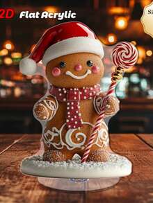 Klassische 2D flache Lebkuchenhaus Statue aus Acryl - Tischdekor Weihnachtsschild und Plakette, vielseitige Boho-Stil Tischdekoration, ideales Weihnachtsgeschenk, Text auf Englisch, ohne Strom