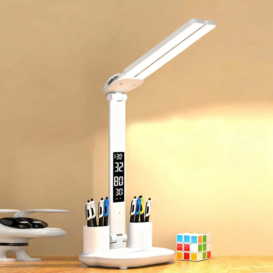 College Dormitory Study Desk Lamp Eye Protection Plug-In Bedside Lamp Reading And Multi-Functional Pen Holder Lamp For Bedside Cabinet And Desk, Protects Eyes - 3 Colors Of Light - View 1