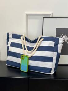 Large Waterproof Beach Tote Bag, Zipper Closure Beach Bag, Waterproof Pool Bag, Big Handbag For Women - Navy Blue - View 8