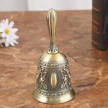 1pc Elegant Brass Hand Bell - Durable, Polished Finish - Ideal For Weddings, Announcements & Service - Bronze - View 5