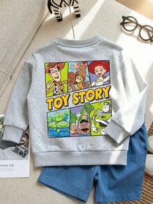 Disney Toy Story "To Autism And Beyond" Comic  Pattern Print, Soft And Warm Girls' Hoodie, Suitable For Daily Leisure, Parent-Child Outings And Other Scenarios. - 黑色 - 查看 3