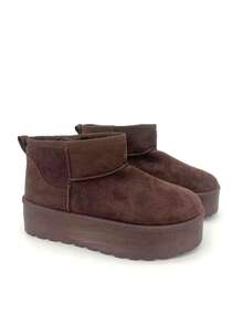 2024 Autumn/Winter New Women Snow Boots Slip-On Slippers, Thick Platform, Dual-Use Cotton Padded Shoes For Outdoor Wear - Brown - View 7