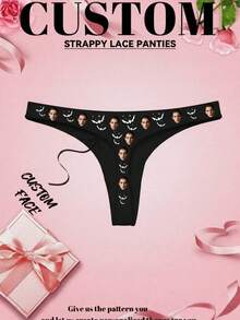 1pc Customized Face Print Thong Panty, Personalized Face Design Thong - Multicolor - View 2