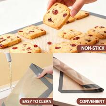4件套硅胶烘焙垫套装，不粘烘焙垫带刷子，耐热烤箱垫，烤盘垫，面团垫，适用于面包、糕点、马卡龙面团，烘焙工具配件