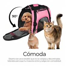 Transportín para gatos, transportador de viaje para mascotas con bordes suaves, cómodo, portátil y plegable, bolso para mascotas para gatos, perros y cachorros, aprobado por aerolíneas (tamaño pequeño). - Negro - Ver 7