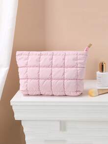 1pc Quilted Down Makeup Bag, Fashion Thickened Makeup Bag, Quilted Embroidered Diamond Pattern Makeup Bag, Casual Clutch, Warm Mini Bag, Cosmetic Storage Bag, Cosmetic Storage Pouch, Mini Makeup Bag, Travel Makeup Bag, Christmas Gift, Friend Gift, Gift, Mother's Day Gift - Multicolor - View 10