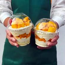 40/30/20/10pcs 250ml/360ml/500ml Round Cups With Lids, Cake And Party Food Containers, Plastic Containers With Lids Suitable For Desserts, Cakes, Fruits, Living Room, Kitchen And Office, Wedding, Party, Birthday, Picnic And Bakery - Transparent - View 7