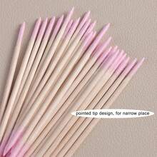 About 100Pcs/Pack Double Headed Nail Polish Wiping Wooden Stick ,Small Tip Double Head Tattooed Eyebrows Beauty Makeup Tools For Wiping,1/2/3/4/5/10/20pack For Packaging Method - Pink - View 6