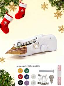 Christmas Portable Handheld Sewing Machine With Bobbin With Thread And Needle, Lightweight, Fun, Fast, Easy, Space-Saving Design, Convenient And Quick Stitching, Suitable For Quick Fixes On Thin Fabric Within 2mm, Suitable For Cushions, Curtains, Clothing, Crafts, Cute Trick-Or-Treat Bags, Travel, Home And DIY Projects,