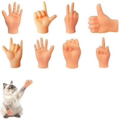 lbyManos Mini para Gatos 8Pcs Juguetes Interactivos y Divertidos Guantes de Dedos para Mascotas Juguetes para Gatos con Manitas Regalo Perfecto para Amantes de Felinos ColorLBY181