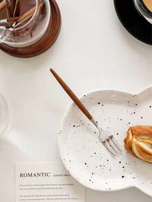 6件套奢华复古不锈钢甜点勺叉套装，优雅欧式蛋糕咖啡餐具 - 卡其色 - 查看 3