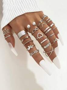 Women Ring Sets - Silver - View 2