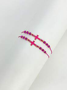 12pcs Set Handmade Adjustable Braided Jesus Cross Bracelet, Christian Religious Jewelry Suitable For Men And Women, Perfect Gift For Baptism, Daily Wear And Spiritual Inspiration - Multicolor - View 16