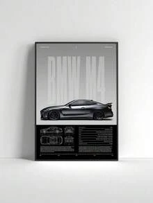 1pc Frameless BMW Car Pop Retro German Cars Poster Aesthetic Set Luxury Supercar M8 M4 R8 RS6 Canvas Painting For Wall Art Home Garage Room Decor Gift - Multicolor - View 2