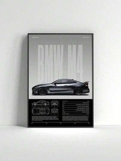 1 st ramlös BMW bil pop retro tyska bilar poster estetisk set lyx superbil M8 M4 R8 RS6 kanvasmålning för väggkonst heminredning garage rum present