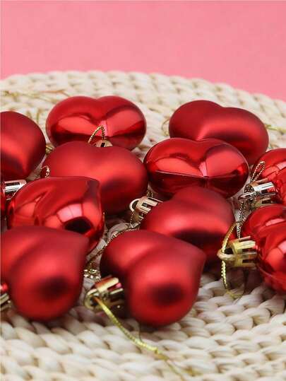 Heart-Shaped Decorative Ball Christmas Tree Pendant, Suitable For New Year, Valentine's Day, Wedding Parties, Birthday Heart-Shaped Ball Decoration, Gift Packaging Embellishment, Diy Atmosphere Props