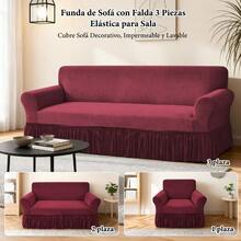 3 Piezas Funda Elástica con Falda para Sofá de 1/2/3 Plazas,Cubre Sillones para Sala,Tela Resistente y Duradera,Decoración para Sala,Protector de Sofá Contra Manchas y Desgaste Impermeable para Hogar/Oficina/Departamento - Multicolor - Ver 7