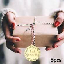 5 Piezas/10 Piezas/20 Piezas Tarjetas de regalo de acrílico dorado Eid Mubarak para suministros de empaquetado de regalos de la fiesta de Ramadán Kareem - Multicolor - Ver 21