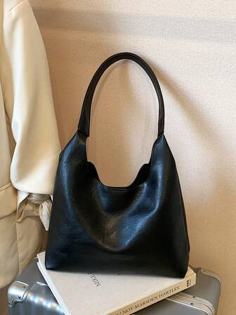 New Luxury Versatile Solid Color PU Tote Bag, Suitable For Travel, Shopping, Commuting