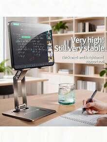 便携式高度可调360°旋转可折叠通用桌面支架，适用于iPad、平板电脑、手机、智能手机 - 坚固的加厚金属支撑杆，稳定耐用，多功能支架，适用于学习、工作、视频通话 - 彩色 - 查看 4