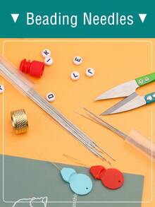1 Set DIY Beading Needles, Includes Middle Hole Beading Needles, Thin Long Seed Bead Needles, Jewelry Making Tools For Bracelets, Necklaces (Random Color Accessories)
