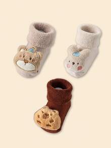 1 Par/3 Pares, Juego de calcetines largos para bebé, Botitas de peluche de dinosaurio, oveja y oso para bebés, Calcetines de felpa suave para invierno, Regalos para recién nacidos durante todo el año - Multicolor - Ver 8
