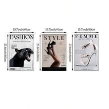 1/3 幅时尚杂志墙画，Y2K 印花帆布画，奢华时尚海报，黑白美学，少女风装饰，适合卧室、客厅或宿舍，送她的礼物，无框 - 彩色 - 查看 11