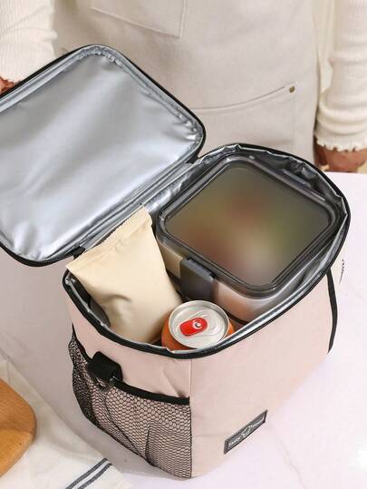 1 pieza Bolsa de almuerzo para mujer para el trabajo/Lonchera aislada para adultos/Bolsa térmica impermeable con bolsillo de almacenamiento. Correa ajustable para el hombro para gran capacidad, multifuncional para exteriores, lonchera reutilizable para picnic, trabajo, senderismo. Bolsa de almuerzo aislada, portátil, para la escuela, suministros escolares, bolsa escolar, esenciales escolares, esenciales universitarios, lonchera para mujer.