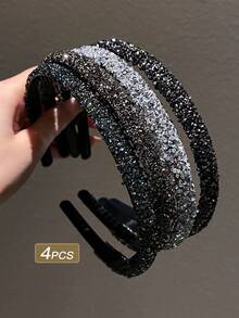 1 件装女士多功能黑色水钻发箍，发饰，发带，发箍，女士发饰，发饰，发箍，女士发箍，女士发箍，美妆家居发饰 - 黑色 - 查看 4