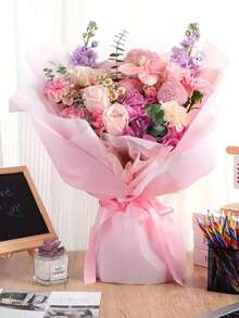 20pcs Floral Wrapping Paper - Waterproof Bouquet Packaging Paper For Valentine's Day, Suitable For DIY Crafts, Floral Supplies Packaging, Applicable For Wedding, Birthday Gifts, Gift Wrapping, Bouquet Packaging, DIY Flower Arranging, Mother's Day, Birthday, Wedding, Graduation Ceremony And Anniversary. - Pink - View 2