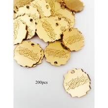 Bismillah Gold Mirror Acrylic Gift Tag, Arabic Engraved Charm,Hajj Gift Tags, Easter Tags,First Communion Favor Tags,Valentine's Day Gift Ramadan Decor Gift