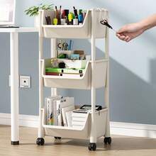 1pc New Thickened Small Trolley Storage Rack, Household Snack Floor-Standing Multi-Layer Living Room Storage Bookshelf, Mobile Kitchen Fruit & Vegetable Basket Shelf, Also Suitable For Kitchen Storage - Multicolor - View 7