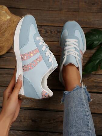 New Round Toe Lace-Up Color Block Multi-Functional Fashion Versatile City Outdoor Casual Sports Shoes For Women