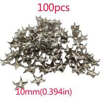 50/100pcs 10mm(0.394in) Pack Metal Silver Star Rivets DIY Clothes Shoes Bags Handmade Clothing Accessories Punk Leather Studs Spikes Spots Nails Head Buttons