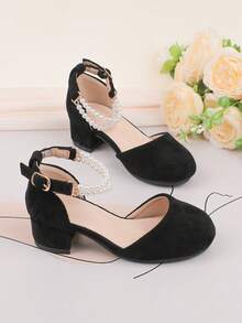 Wedding Party Evening Vacation Sweet Cute Flower Girl Girls' Shoes Suitable For Big Medium Small Girls Children Shoes Baby Shoes Classic Comfortable Versatile Little Shoes Girls Fashion Black Pearl Four Seasons Holiday Elegant High Heel Chunky Heel Shoes Formal Dress Performance Shoes Dance Mary Jane Princess Shoes Hollow Shoes - Black - View 4