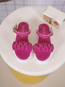 1 Pair Children's PU Leather Thick Sole Casual Slippers, Suitable For Summer - Hot Pink - View 3