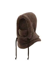 儿童毛绒保暖耳罩围巾二合一帽子,加厚冬季滑雪骑行面罩连帽围巾,男女童均适用 - 彩色 - 查看 22