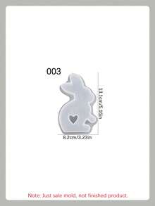 1个/6个装爱心兔子硅胶模具，DIY可爱兔子香薰蜡烛模具，节日家居装饰/礼品摆件环氧树脂模具，工艺品铸造模具，复活节艺术装饰石膏模具 - 白色 - 查看 18