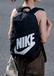 Nike 可调节肩带双肩包，带侧袋，黑白简约设计，适合通勤、上学、日常使用，多场景休闲大容量双肩包 DD0559-010 - 黑/(白) - 查看 2
