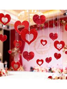 Bộ 100 món đồ trang trí hình trái tim màu đỏ, mặt dây chuyền đính kim sa, thích hợp để trang trí đám cưới, phòng ngủ/phòng khách, tiệc tùng, sinh nhật - Lựa chọn lý tưởng cho nhiều không gian khác nhau. - Nhiều màu - Xem 2