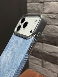 Electroplated Silver Frame + Faux Leather Flannel Case, Chic Gift For Girlfriend - Dusty Blue - View 5