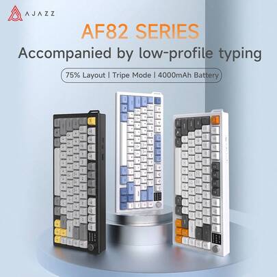  AJAZZ 75% Layout AF82 High Cost-Effective Wired Membrane Keyboard, With Volume Control Knob, 82-Key Ergonomic Design, Silent Structure, Office Essential, RGB Backlighting, Multi-System Compatible, Suitable For Gaming And Office Use