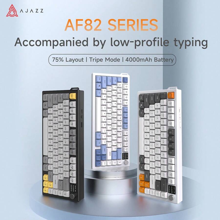 AJAZZ 75% Layout AF82 High Cost-Effective Wired Membrane Keyboard, With Volume Control Knob, 82-Key Ergonomic Design, Silent Structure, Office Essential, RGB Backlighting, Multi-System Compatible, Suitable For Gaming And Office Use - Multicolor - View 1