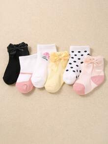 24/12/6 双装婴儿船袜，蝴蝶结蕾丝花卉图案，女童洛丽塔公主袜，多款设计，超柔软弹力透气蕾丝袜口袜，0-36 个月，适合春夏各种场合，婴儿袜，女童袜，洛丽塔袜，公主袜，船袜，女童礼盒套装，生日礼物，圣诞礼物系列 - 彩色 - 查看 3