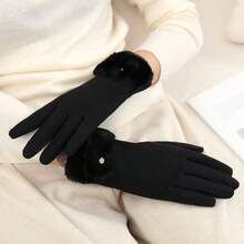 冬季保暖内衬手套，加厚抓绒袖口，防风防寒连指手套，适合户外骑行、驾驶等场景，保暖绒面手套（4种颜色）。 - 手套 - 查看 3