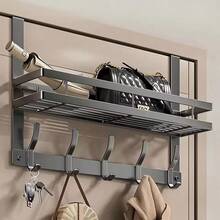 Fashionable Polished Metal Over-The-Door Storage Rack With Multi-Function Hanging Hooks, Suitable For Bedroom, Bathroom And Kitchen Organization - Multicolor - View 12