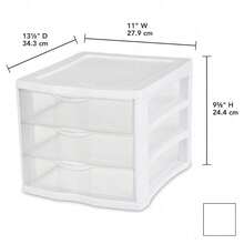 3 Drawer Unit, Clear Plastic Countertop Or Desktop Drawers, White - 1 - View 3