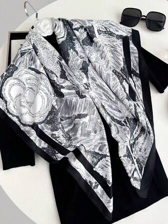 1件女士时尚热带印花超大围巾